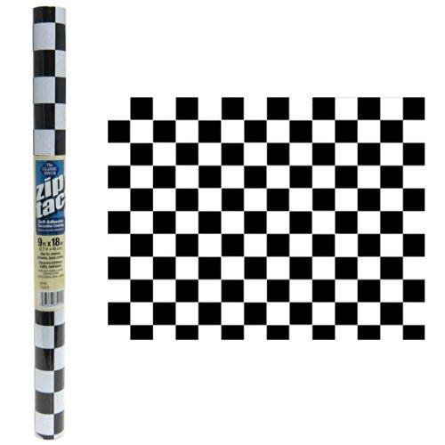 Zip Tac Black & White Checkers Contact paper9 ft x 18in 93427352401