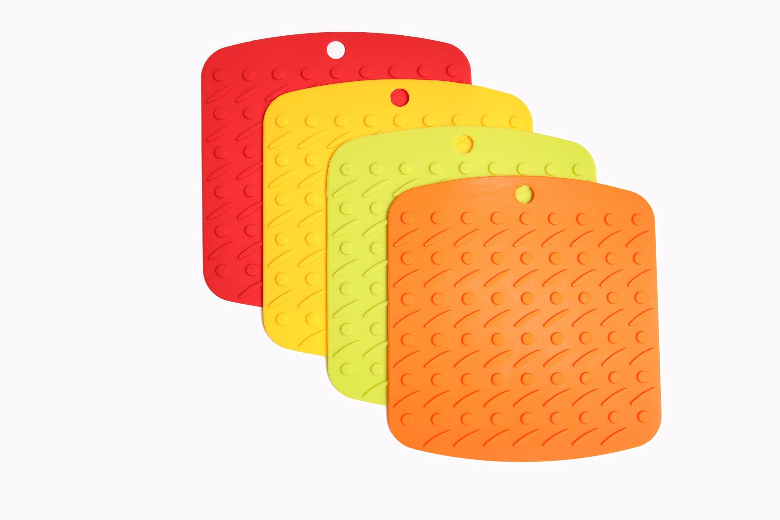 Set of 4 Silicone Pot Holders, Trivet Mat, Non Slip Hot Pads, Jar