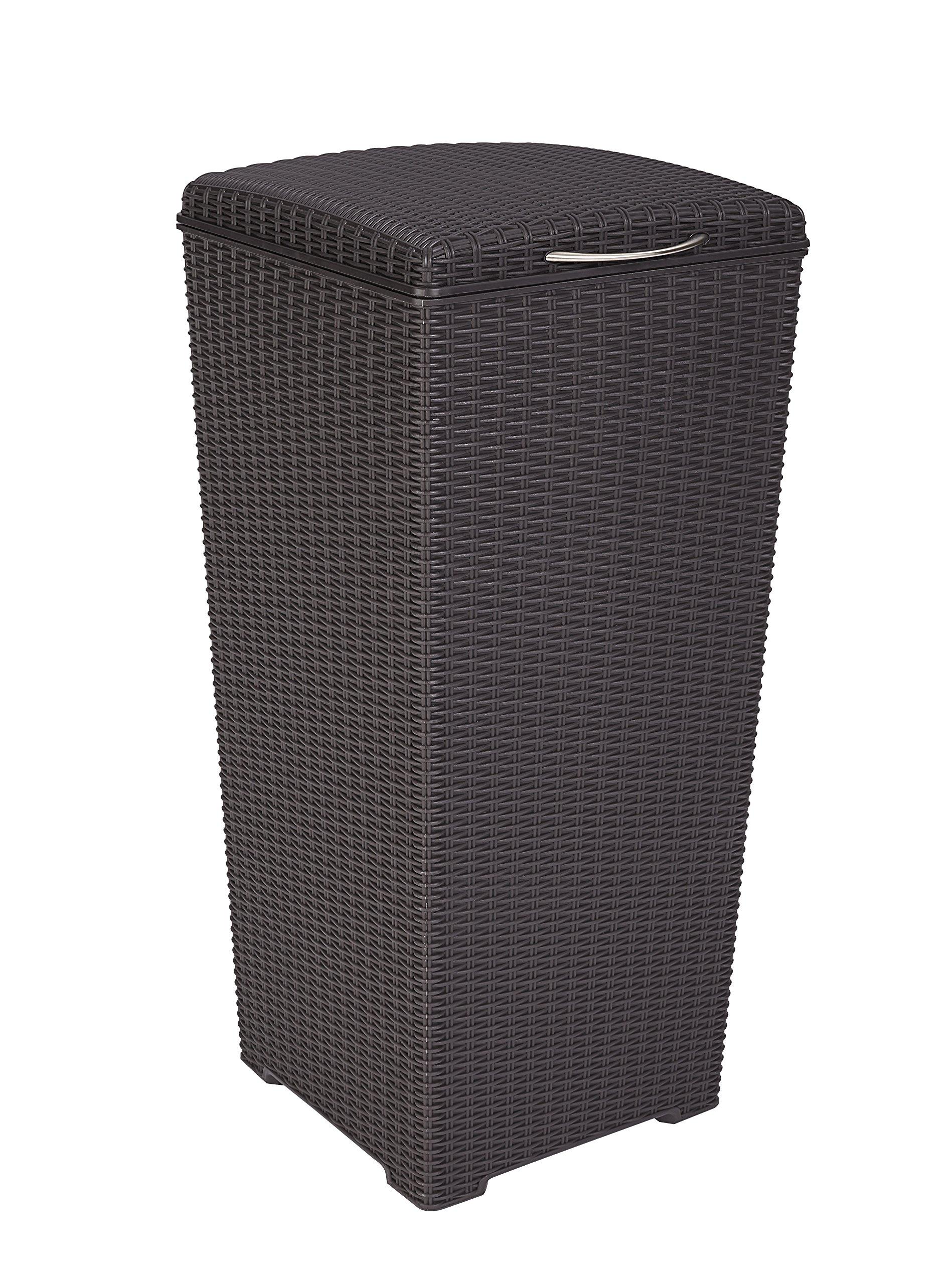 Keter Pacific 30 Gal. Outdoor Resin Wicker Waste Basket Trash Can with