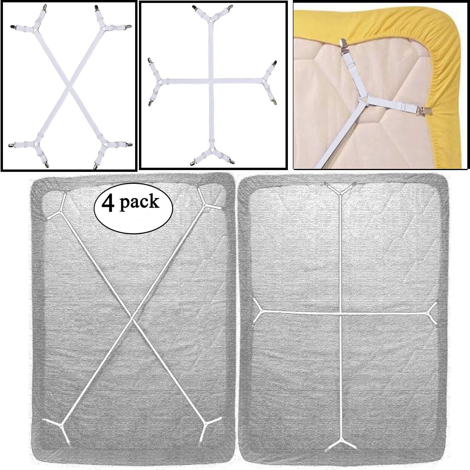4pcs Sheet Bed Suspenders Adjustable Crisscross Fitted Sheet Band