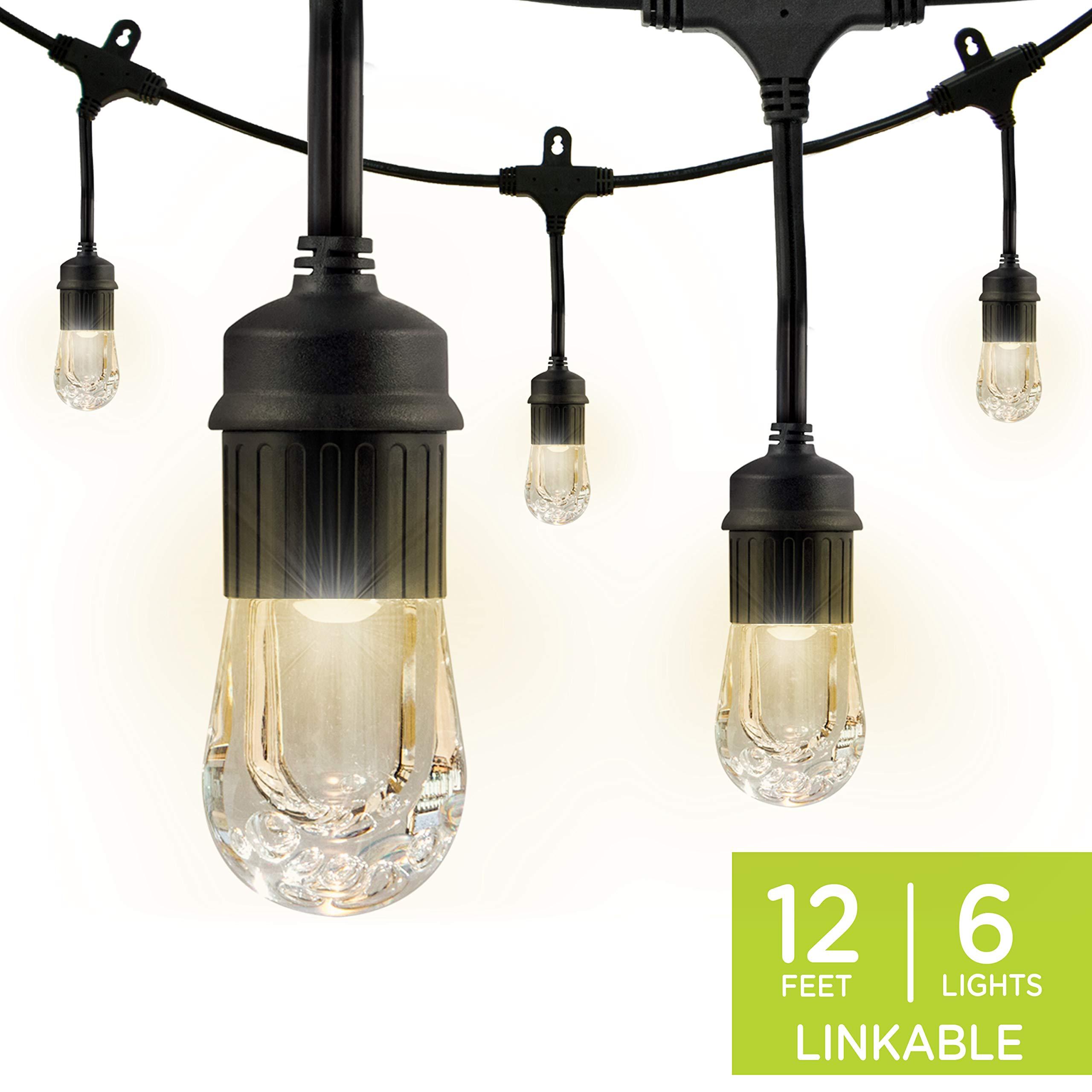 Enbrighten Classic LED Cafe String Lights, Black, 12 Foot