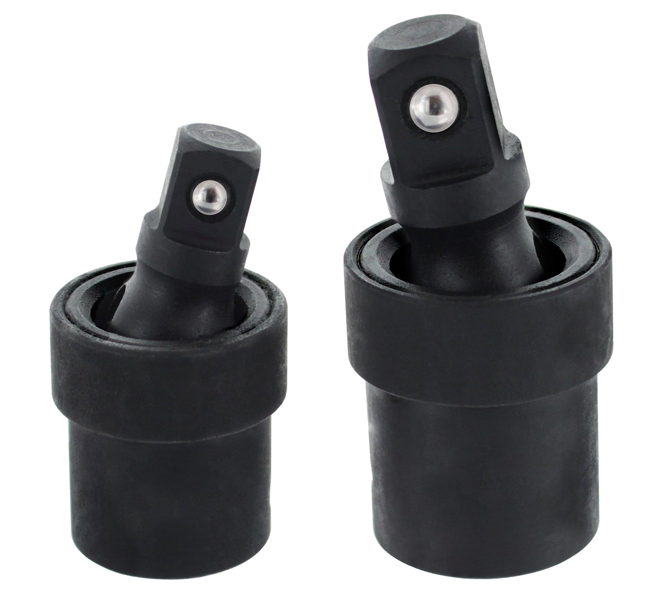 2Pc 3//8/" /& 1//2/" Drive Cr-Mo Ball Type Universal Joint Impact Socket Adapter Set