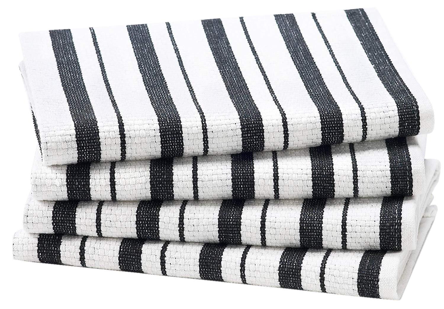 COTTON CRAFT 4 Pack Basket Weave Kitchen Towels Black 100 Cotton eBay