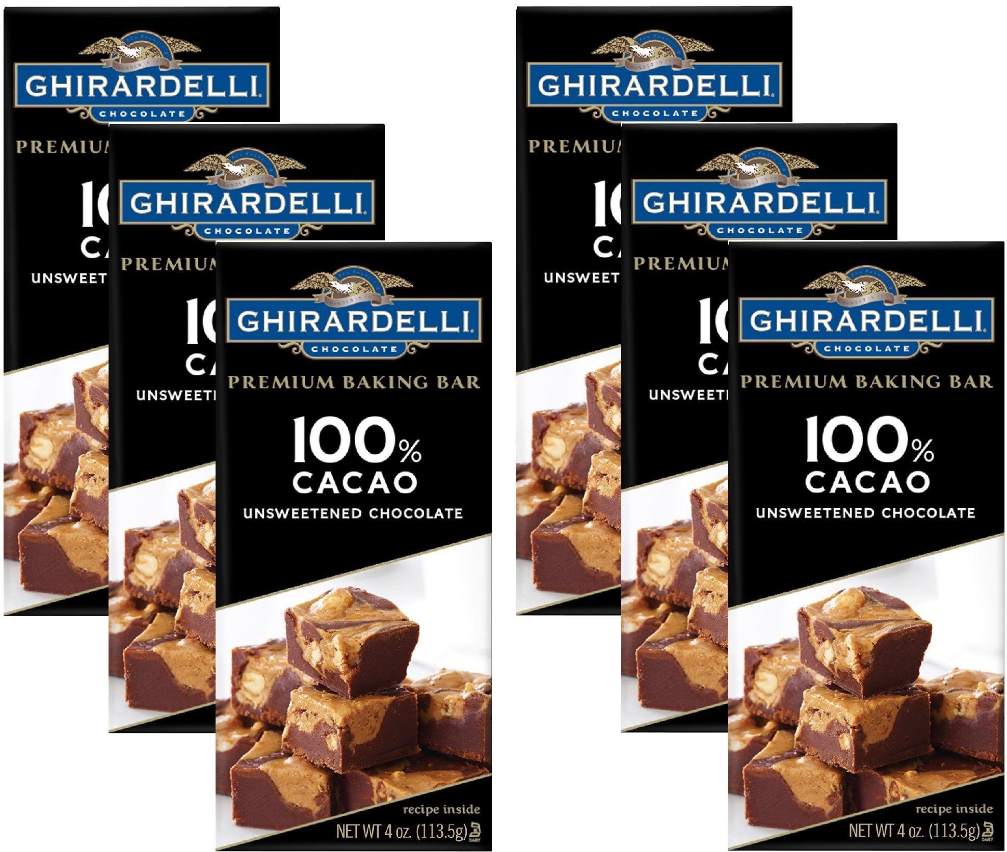 Ghirardelli Chocolate Baking Bar, 100 Cacao Unsweetened Chocolate, 4