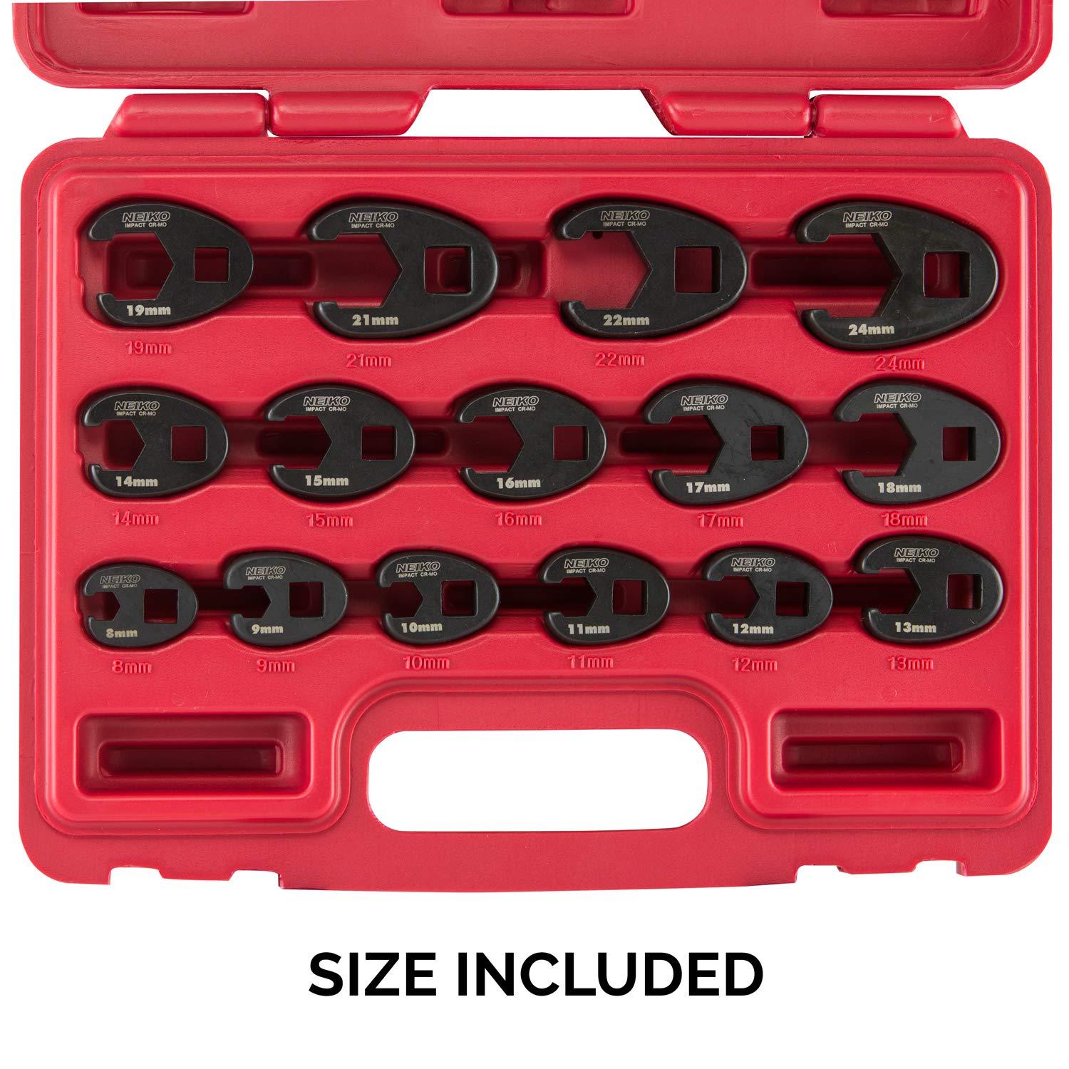 Neiko 03324A 3/8" and 1/2Inch Drive Crowfoot Flare Nut Wrench Set, Metric, 8mm eBay