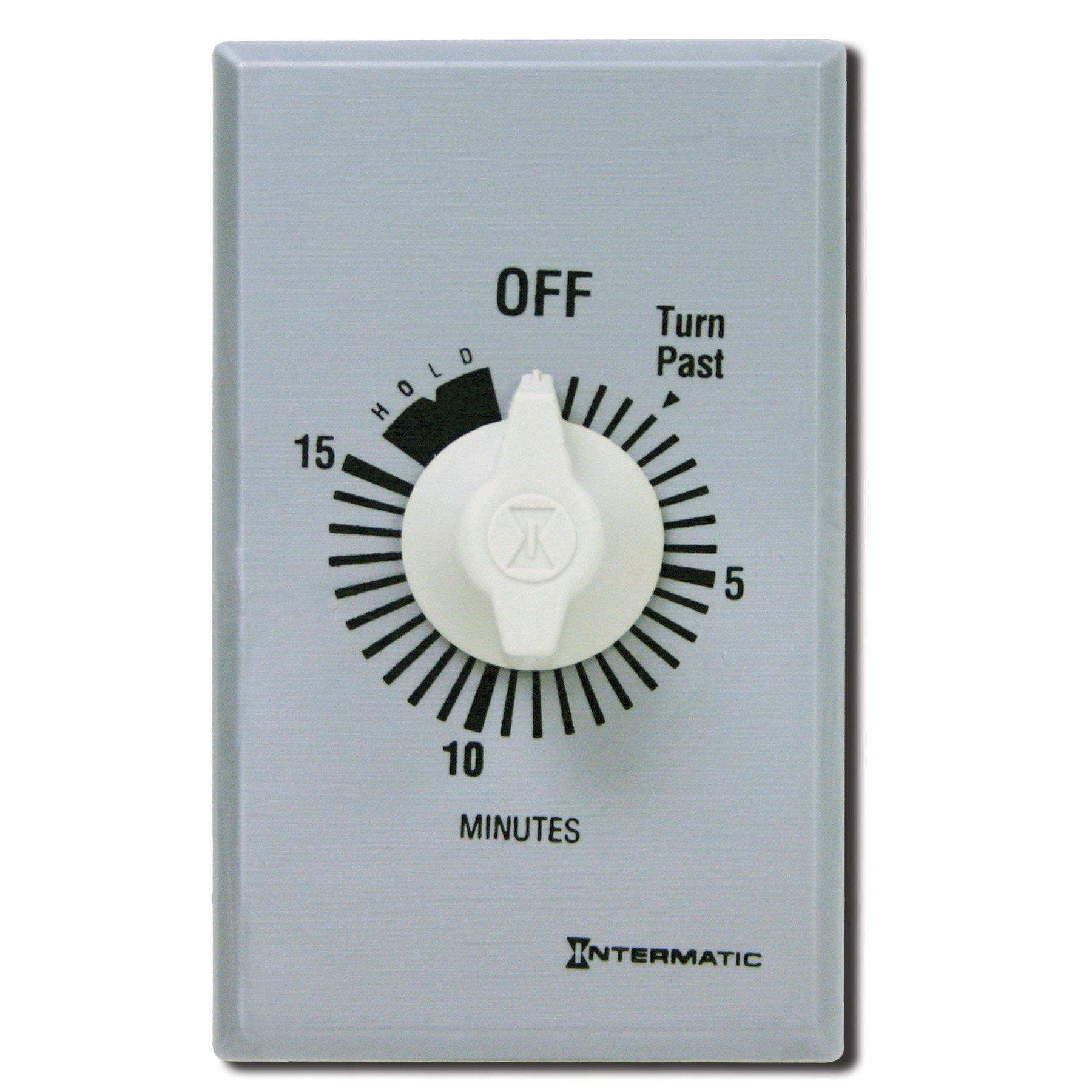 Intermatic FF15MH 15Minute Spring Loaded Wall Timer, Brushed Metal